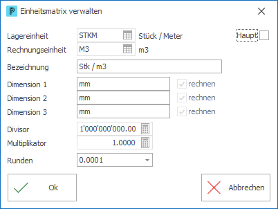 Einheitsmatrix verwalten beispiel m3