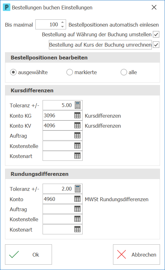 Kred_Bestellungen buchen_Einstellungen