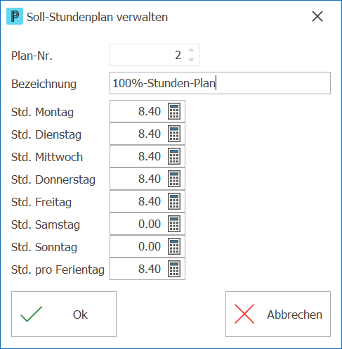 Sollstunden-Plan verwalten