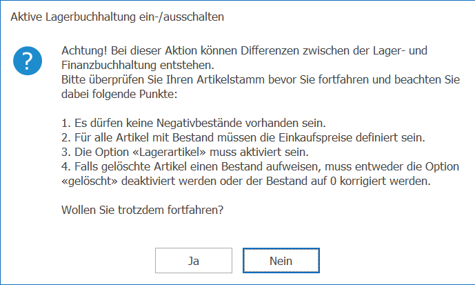 Artikel aktive Lagerbuha ein_aus prüfen