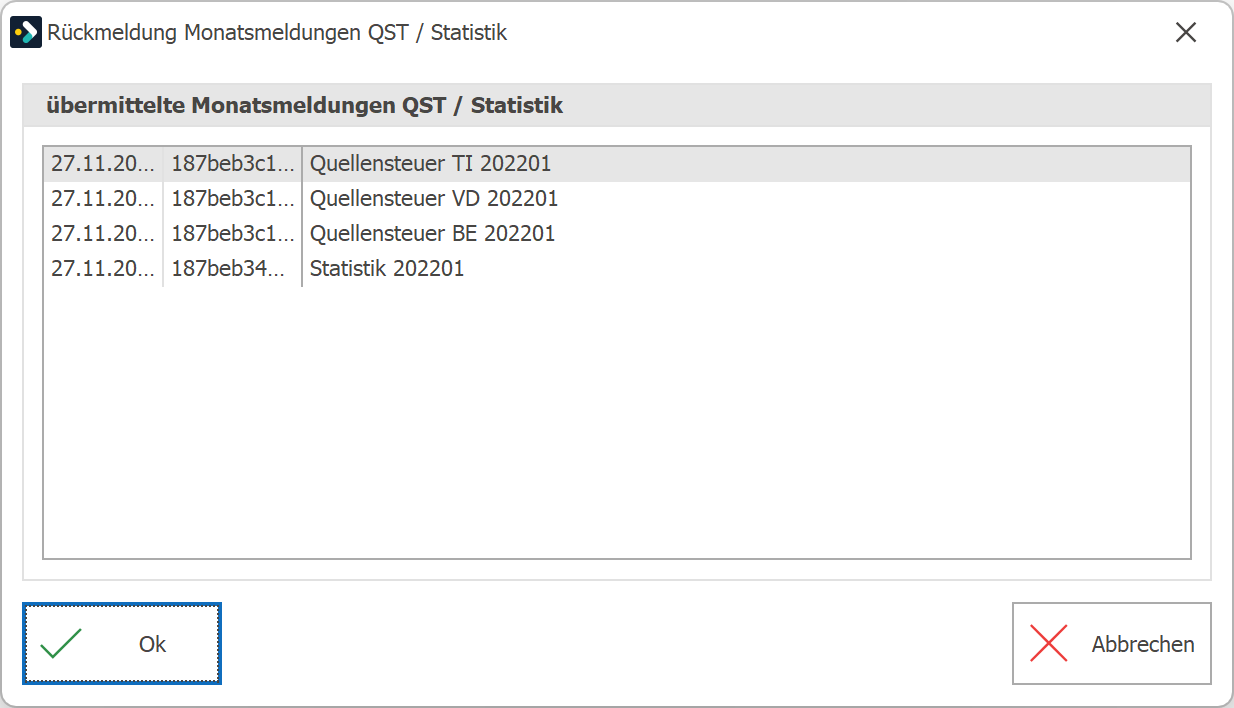 QST ELM Rueckmeldung