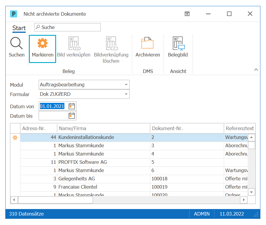 DMS_Allgemein_Nicht archivierte Dokumente_Markierung