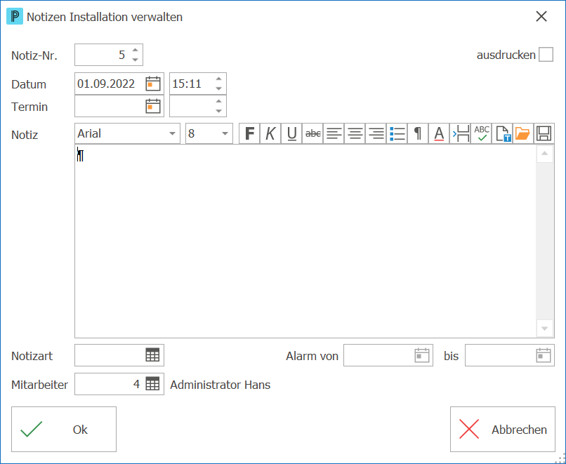 Kundeninsta_Kundeninstallationen_Notizen Kunden verwalten