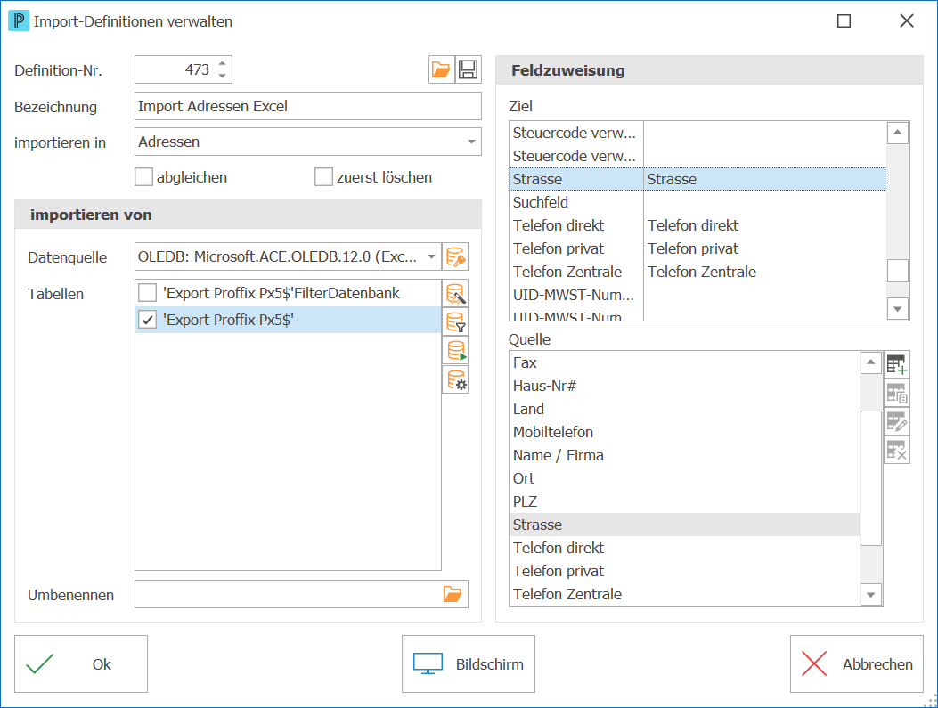 Imp_Import-Definition verwalten