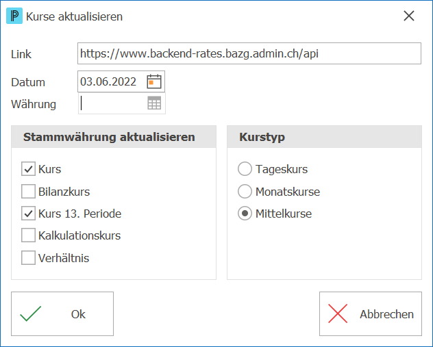 Kurse aktualisieren