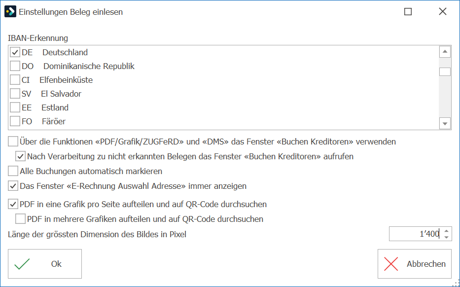 kre_Fenster einstellungen beleg einlesen