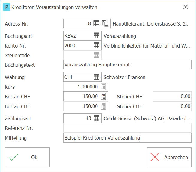 kre_Kreditoren Vorauszahlungen verwalten