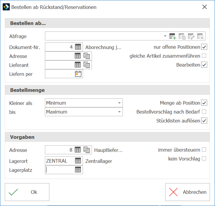 Einkauf Bestellung ab Rückstand_Reservation