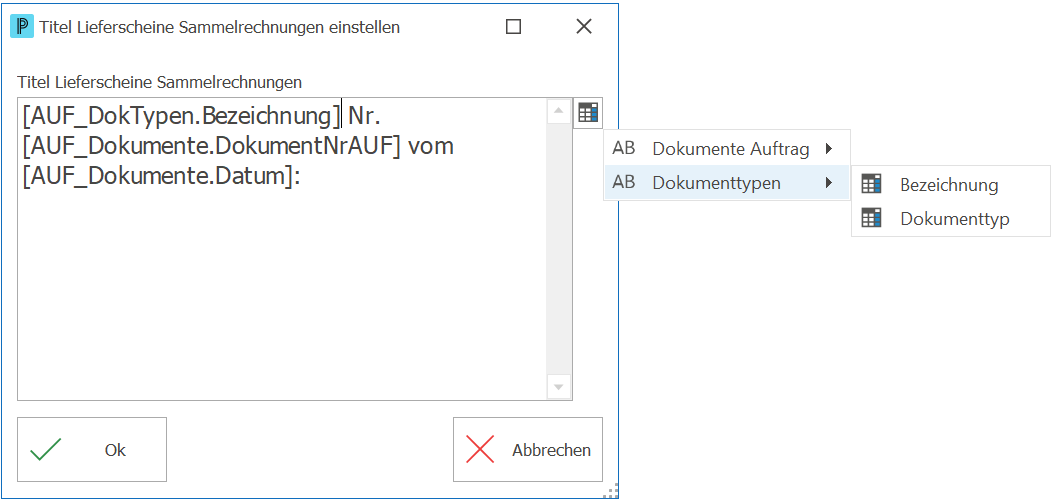 Auf_Allgemein_Sammelrechungen Titel erstellen