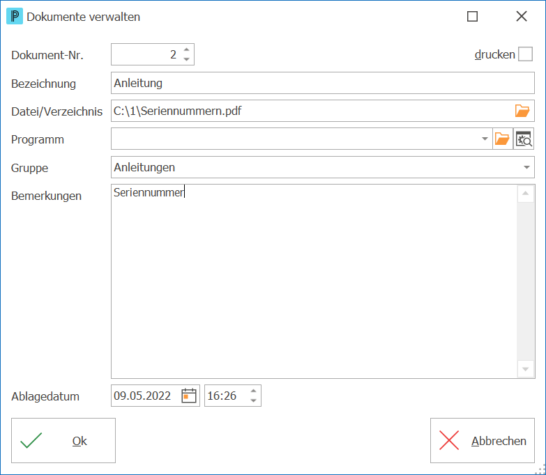 Service_Serviceposition_Dokumente zuweisen