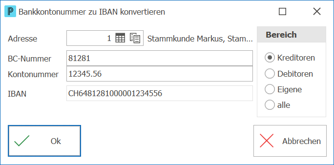 kre_Bankkontonr zu IBAN konvertieren