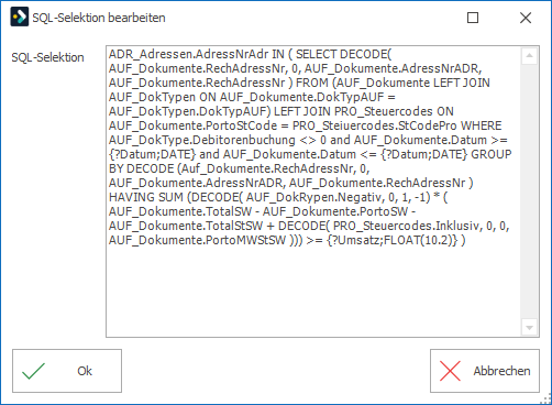 Abfrage SQL definieren