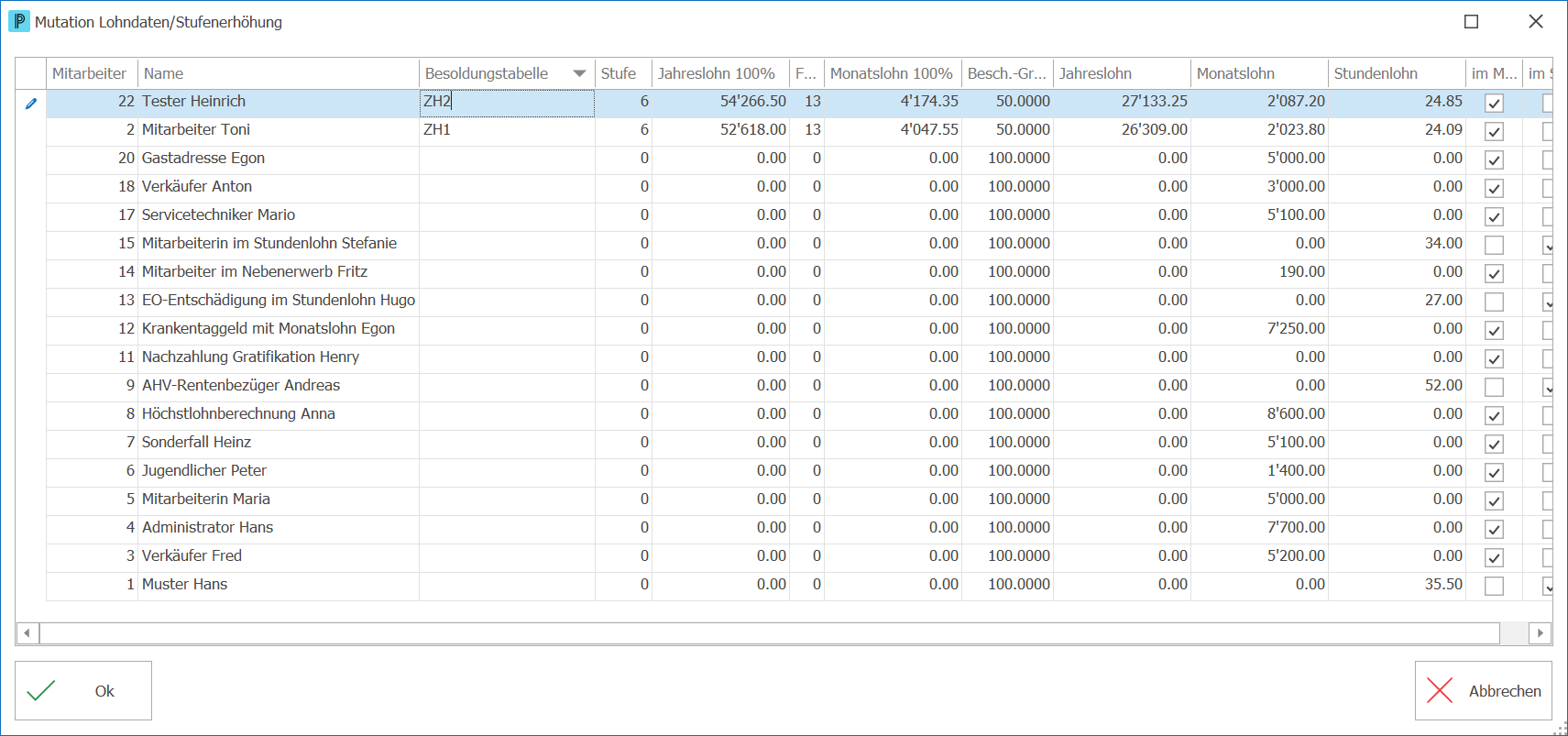 Lohn_Mutation Lohndaten Tabelle