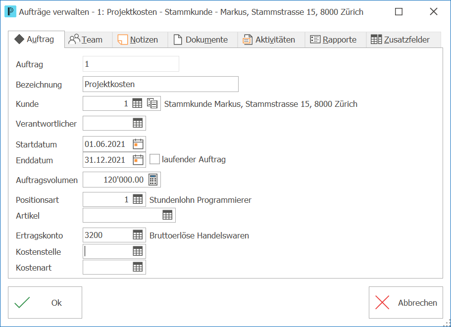 Aufträge verwalten