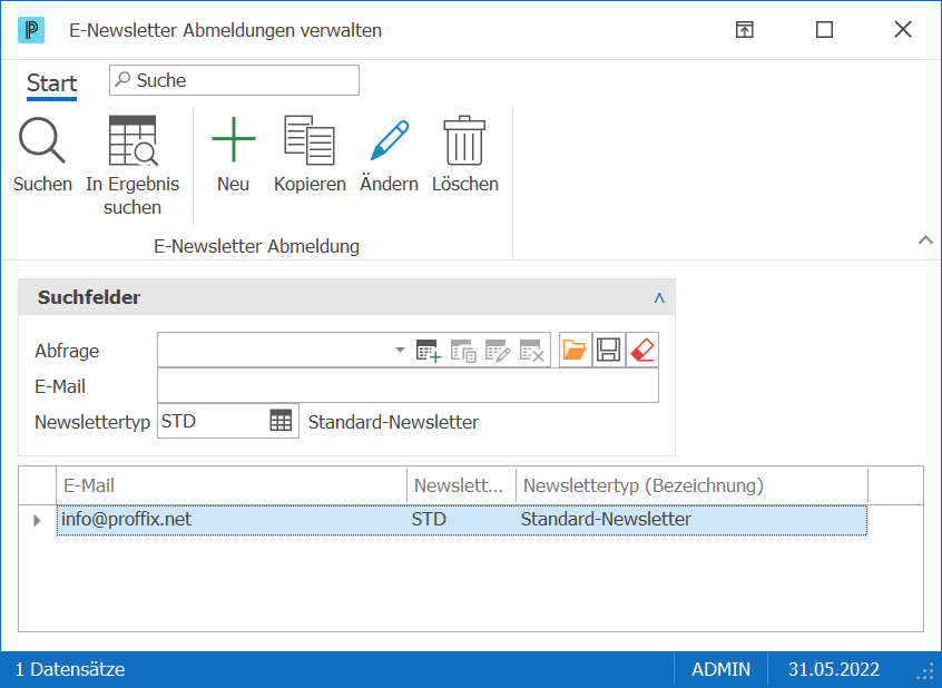 CRM_Newsletter_E-Newsletter Abmeldungen