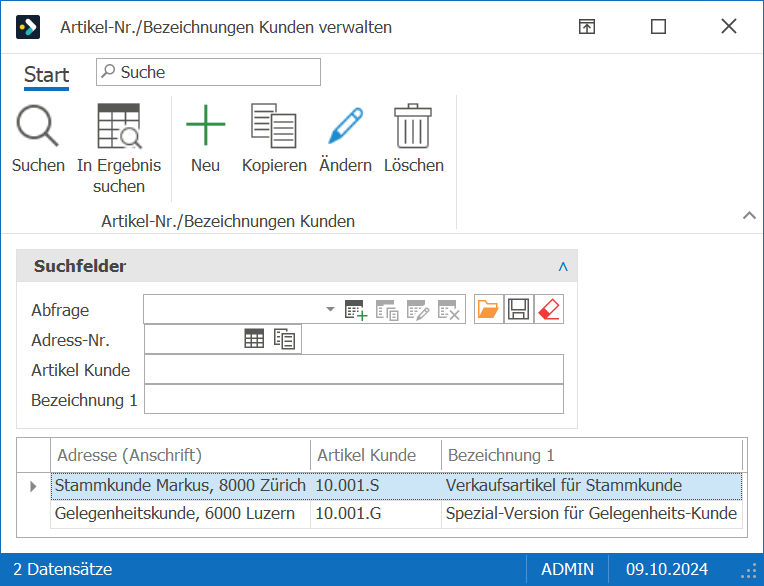 Artikel_Bezeichnungen Kunden verwalten