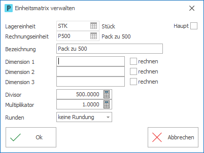 Einheitsmatrix verwalten