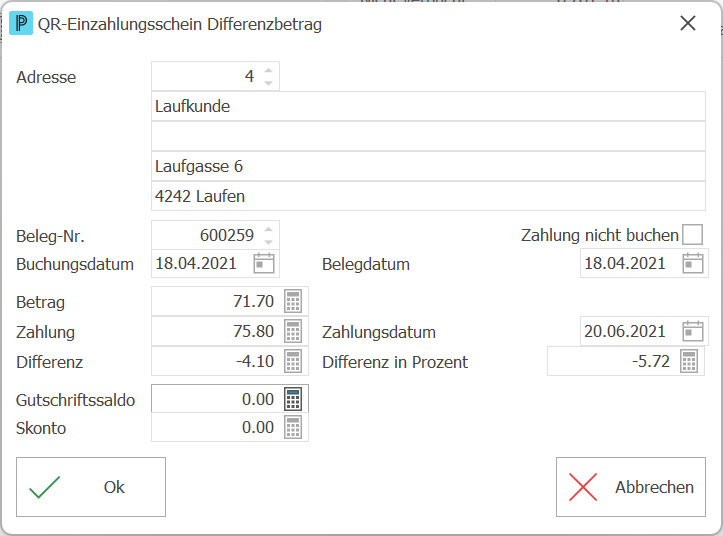 deb_Zahlung einlesen_Differenzbetrag
