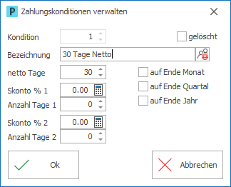 Zahlungskonditionen verwalten