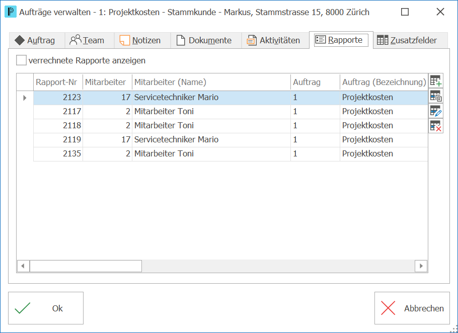 Aufträge verwalten_Rapporte