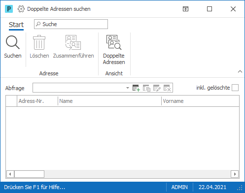 Adresse_Pflege_Doppelte Adresse suchen