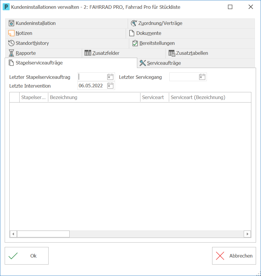 Service_Serviceauftrag_Installationsinfo anzeigen_Stapelserviceaufträge