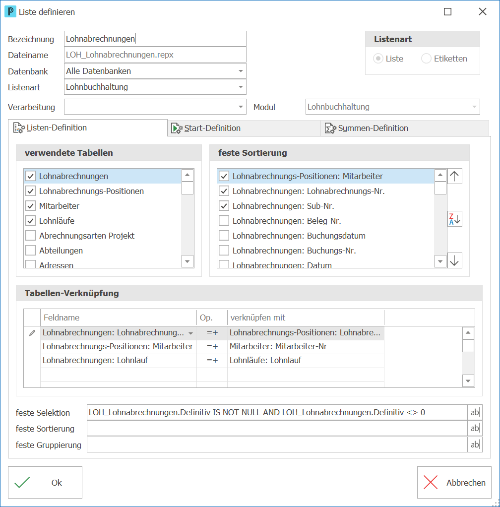 Listendesigner_Liste definieren