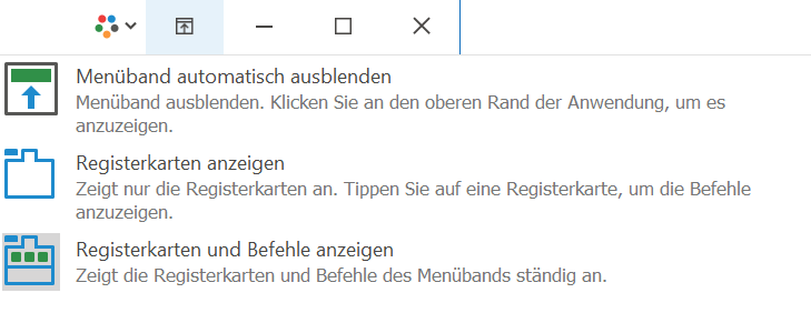 Multifunktionsleiste Menü ausblenden
