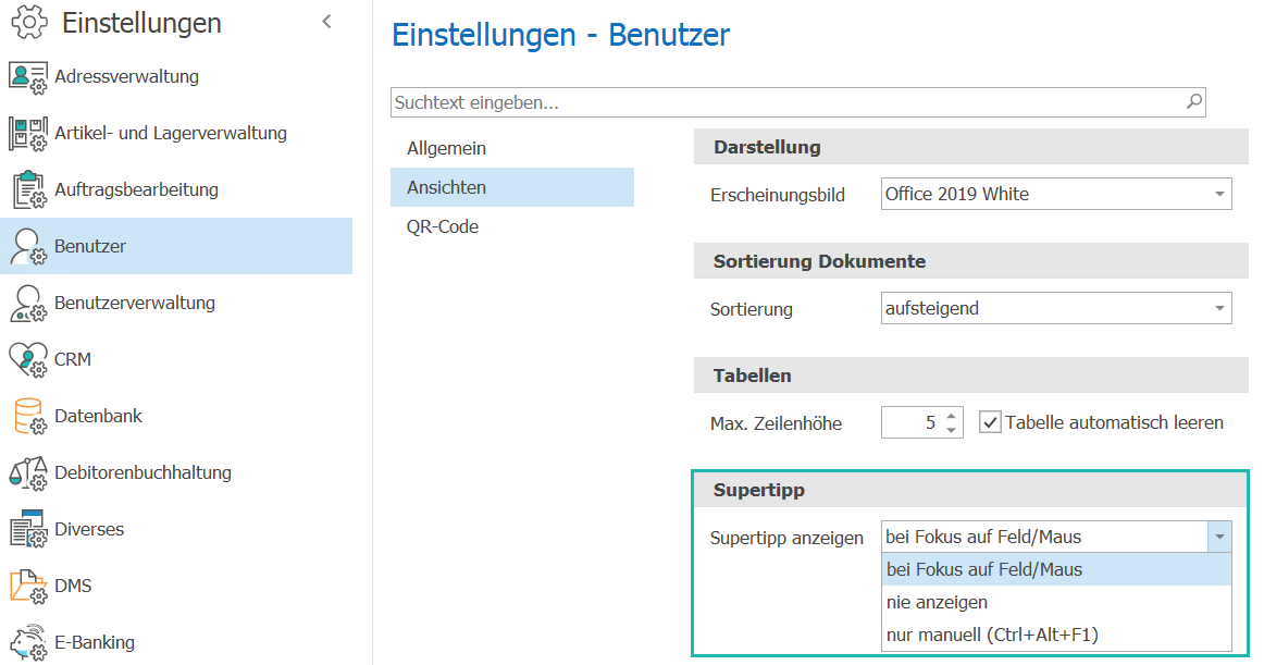 Supertipp einstellungen