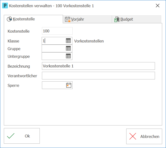 deb_kostenstellen verwalten_Register Kostenstelle