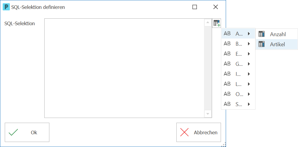 Art_Artikel Infofenster editieren SQL auswählen