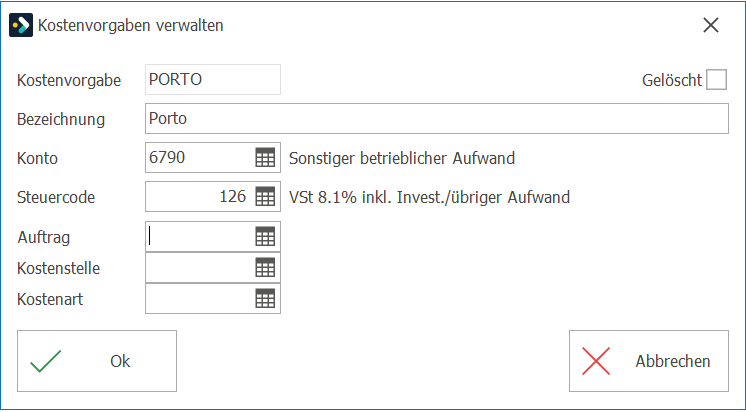 Kred_Kostenvorgaben verwalten