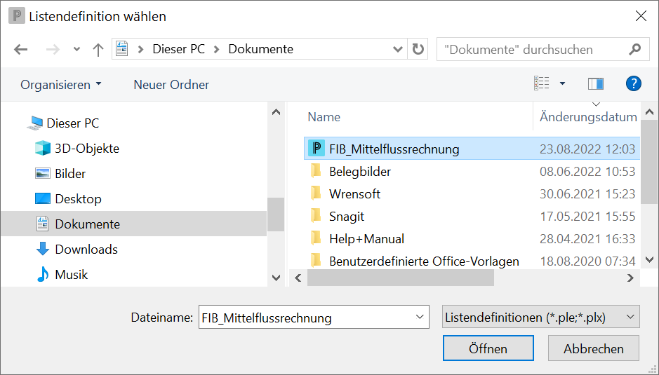 Listendesigner_Listendefinition_importieren