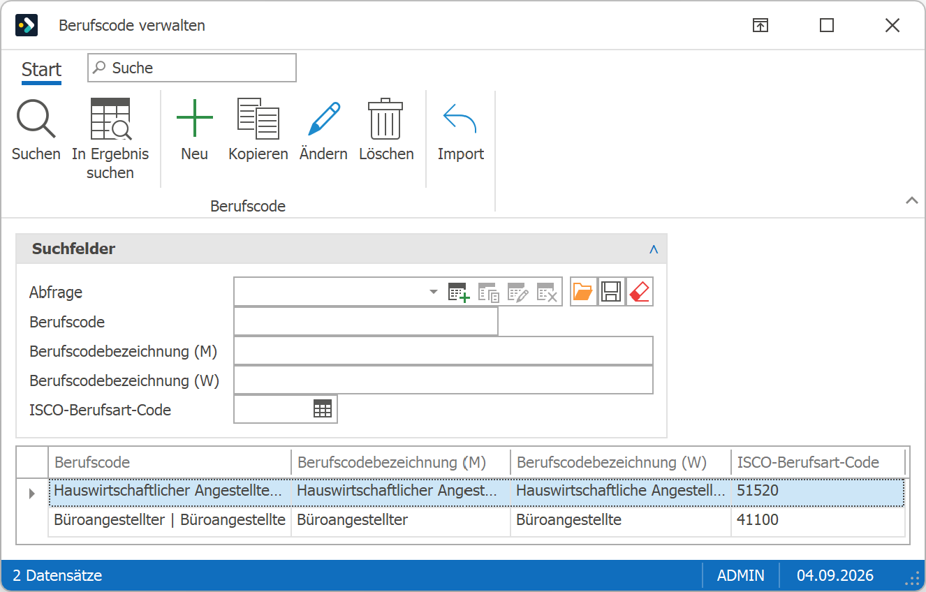 Lohn_Berufscode_verwalten_importiert