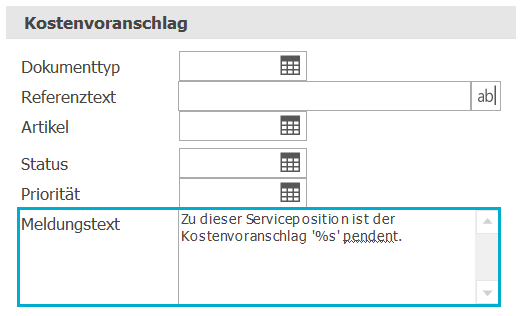 Service_Kostenvoranschlag_Meldungstext