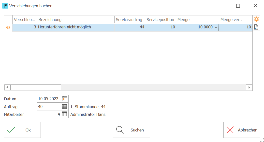 Service_Serviceposition_Verschiebungen_buchen